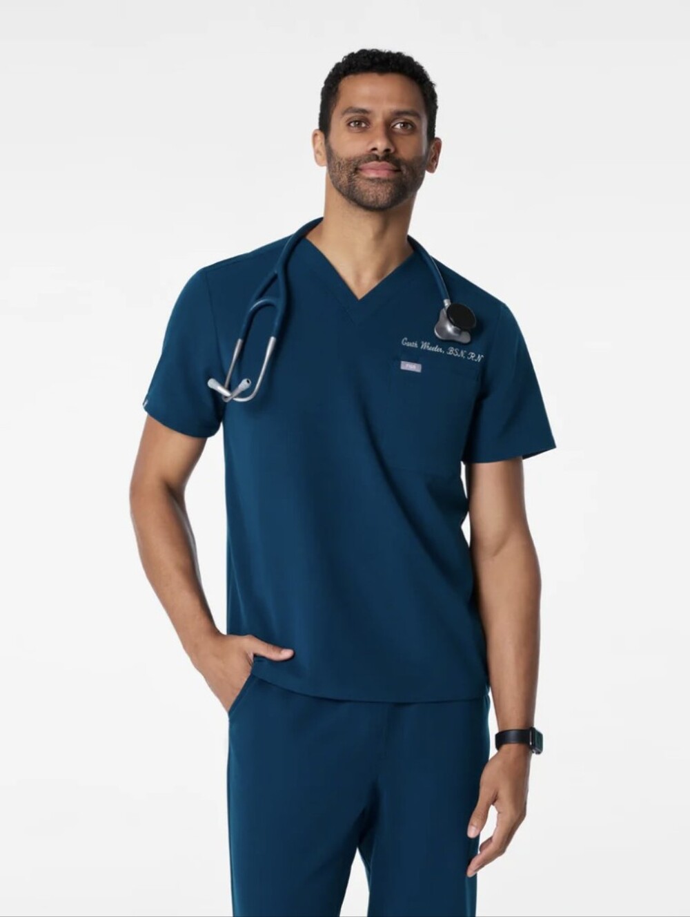 FIGS Men's Small Leon Three-Pocket Scrub Top and Cairo Cargo Pants